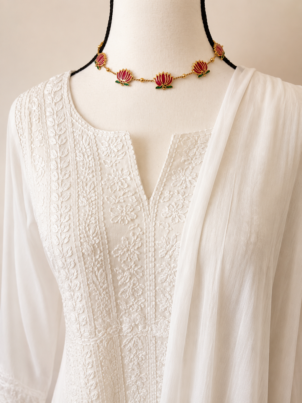 Chikankari White Suit