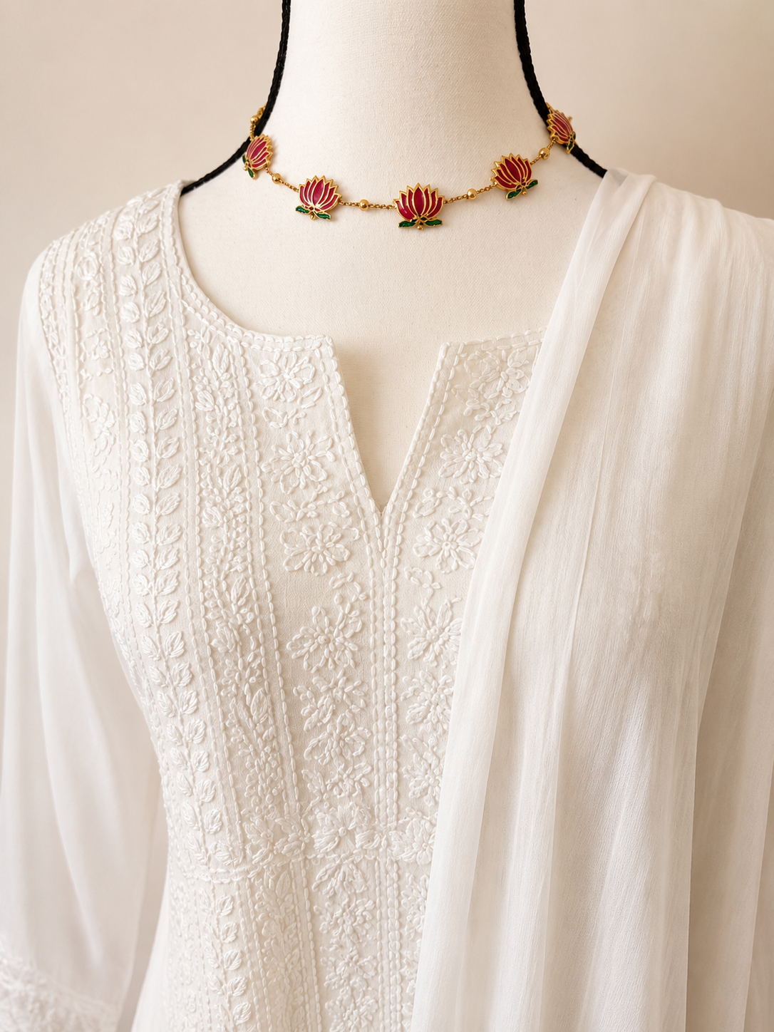 Chikankari White Suit