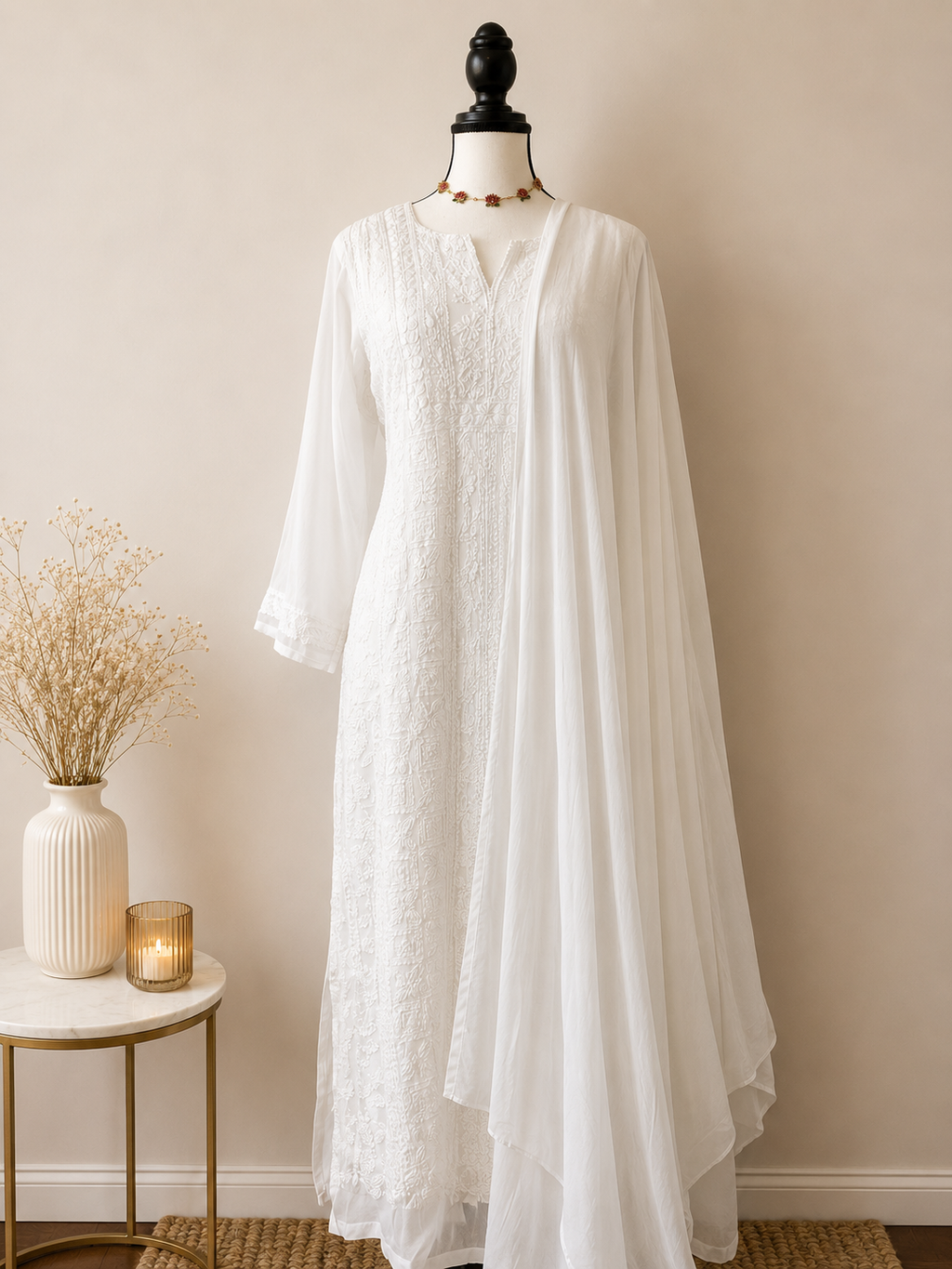Chikankari White Suit