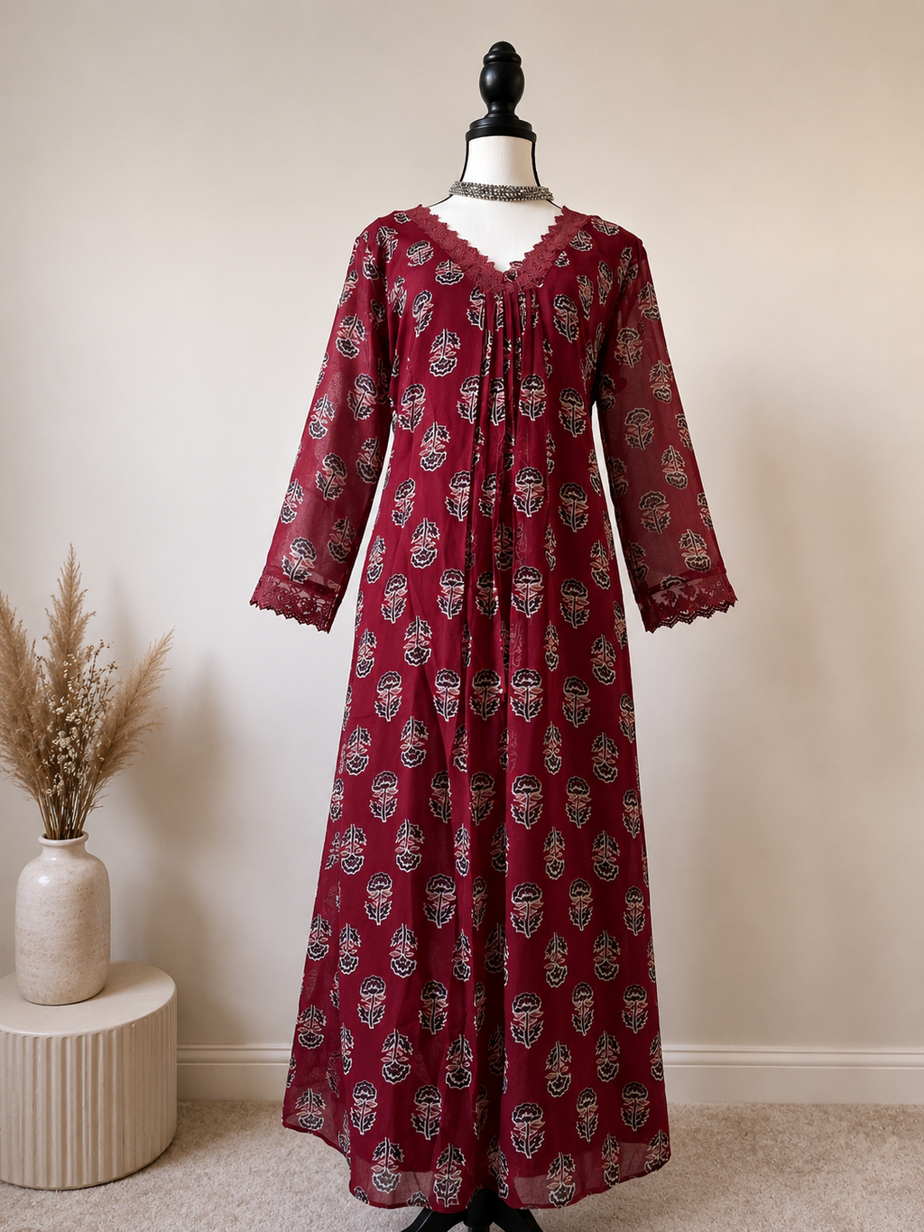 Georgette Aline Top - Burgundy