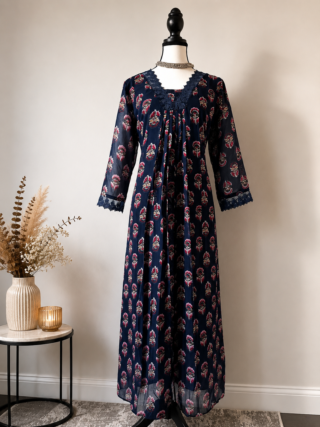 Georgette Aline Top - Navy
