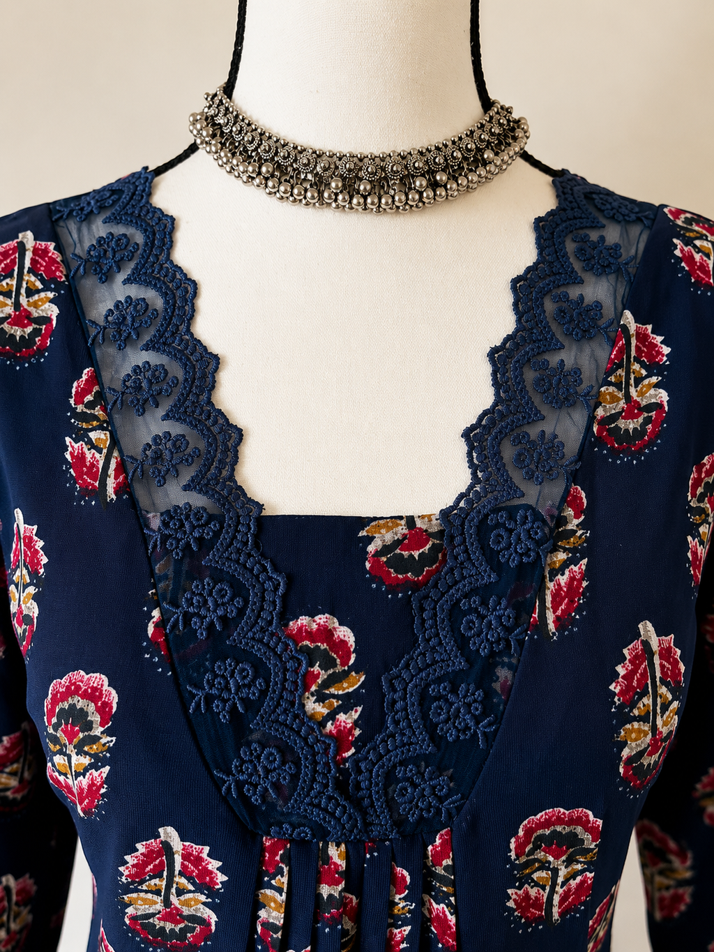Georgette Aline Top - Navy