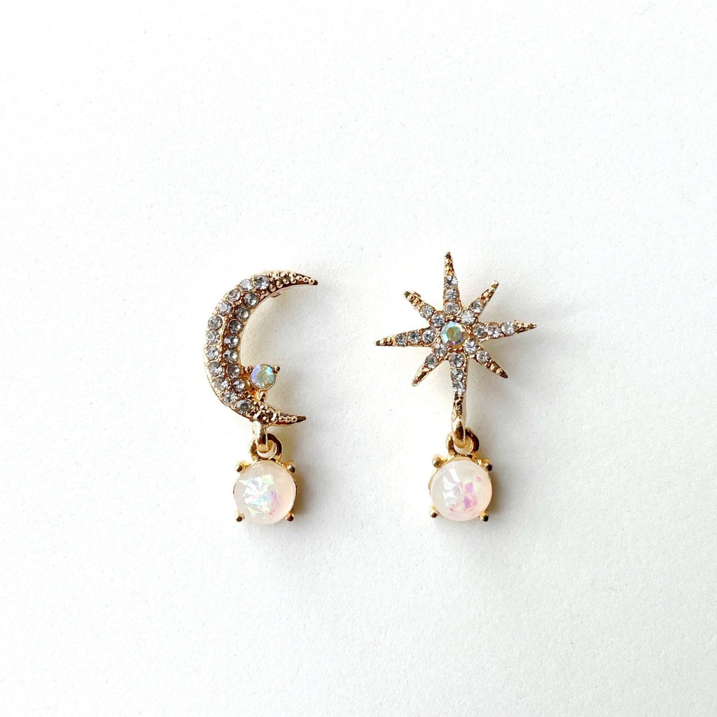 Andromeda Moon and Star Mismatch Earrings