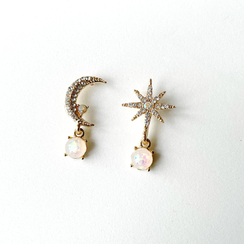 Andromeda Moon and Star Mismatch Earrings