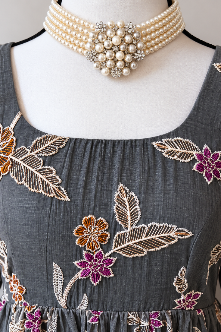 MulChanderi Gray Kurti