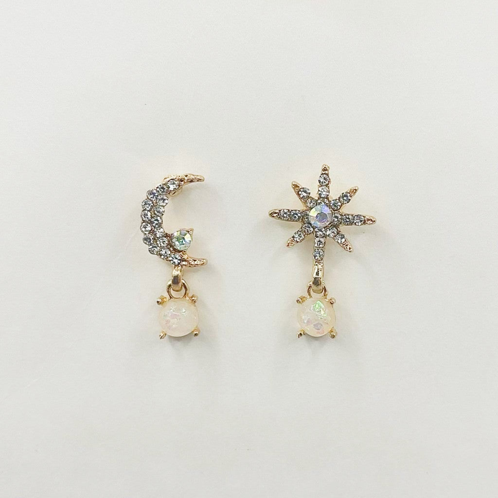 Andromeda Moon and Star Mismatch Earrings